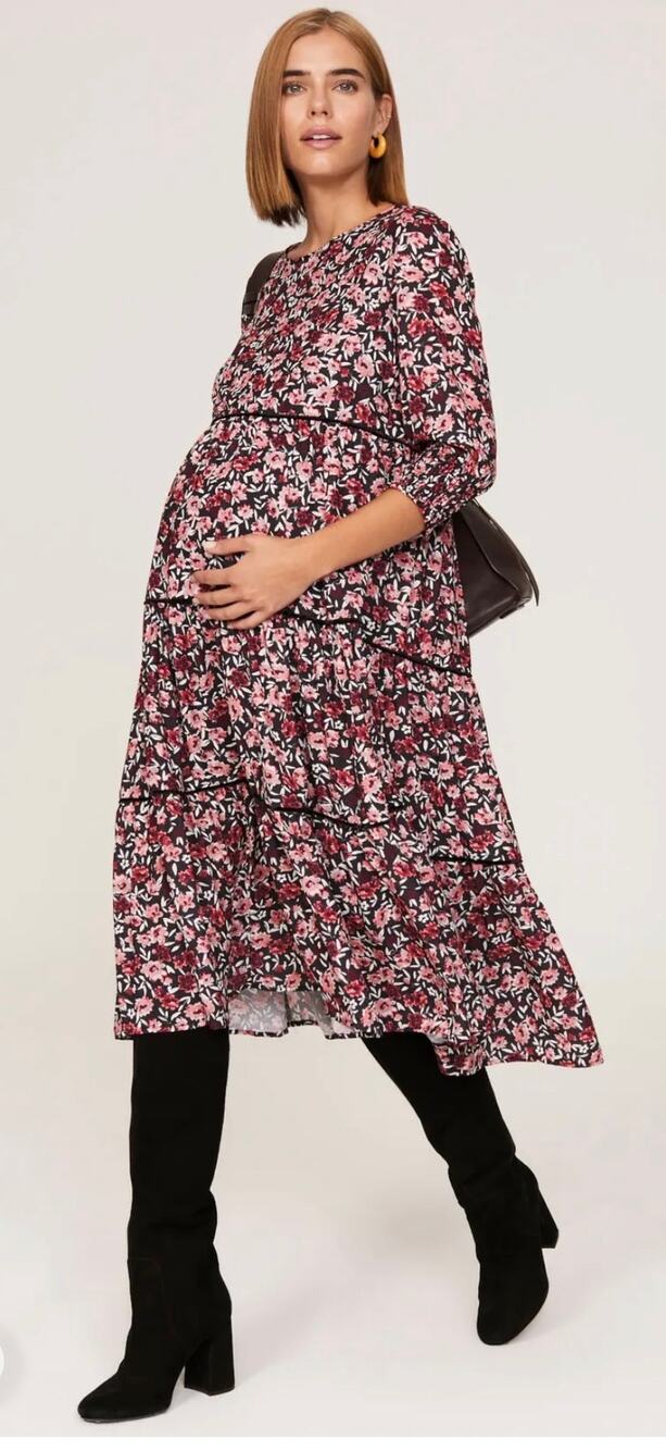 NOM Aurora Maternity 3/4 Sleeve Shift Dress L